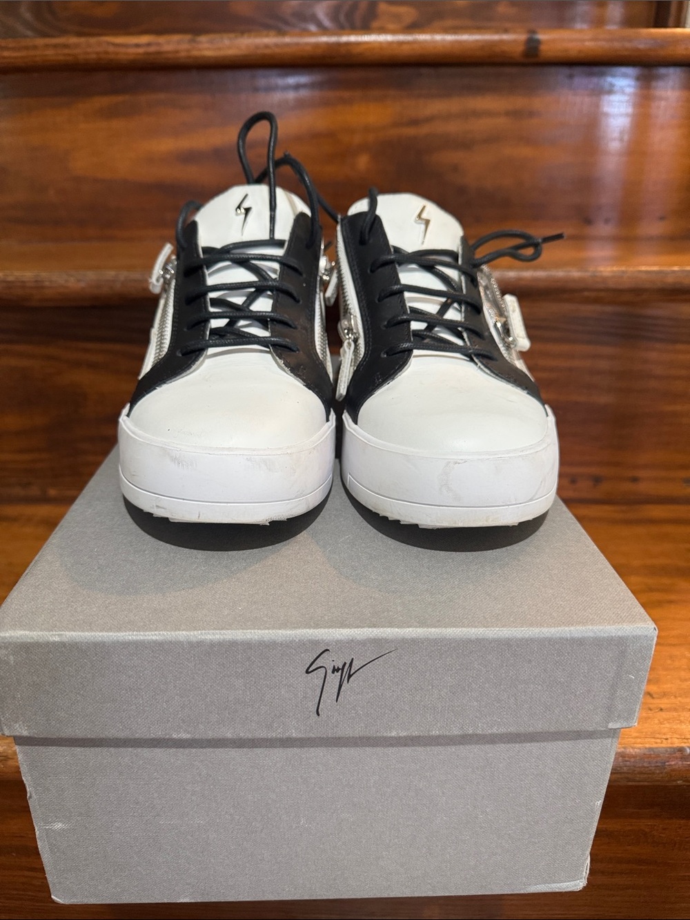 Giuseppe Zanotti Black & White Low-Top Leather Sneakers